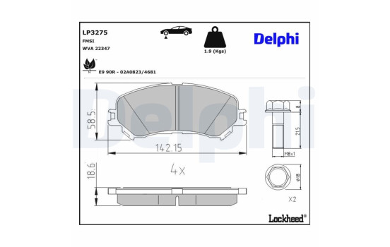 Kit de plaquettes de frein, frein à disque LP3275 Delphi, Image 3