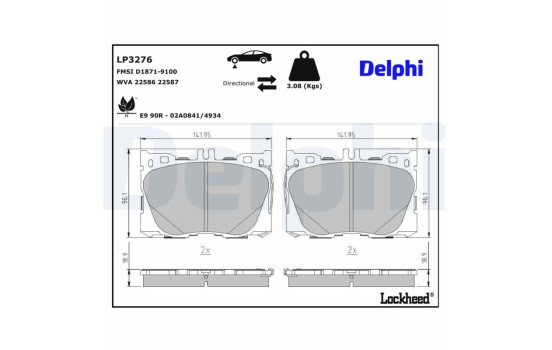 Kit de plaquettes de frein, frein à disque LP3276 Delphi, Image 3