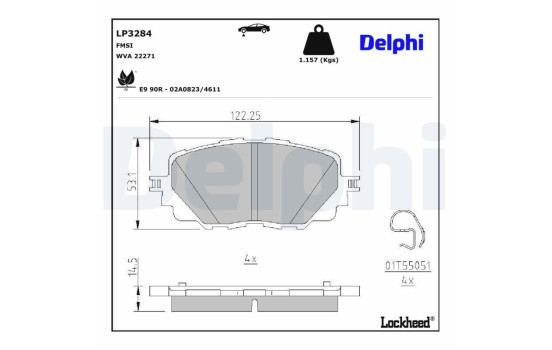 Kit de plaquettes de frein, frein à disque LP3284 Delphi