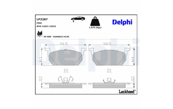 Kit de plaquettes de frein, frein à disque LP3287 Delphi, Image 3