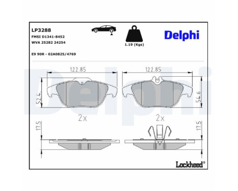 Kit de plaquettes de frein, frein à disque LP3288 Delphi