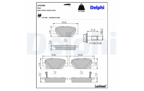 Kit de plaquettes de frein, frein à disque LP3290 Delphi, Image 3