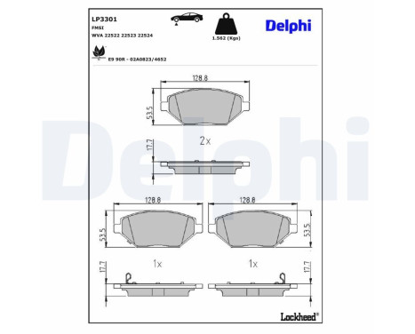Kit de plaquettes de frein, frein à disque LP3301 Delphi