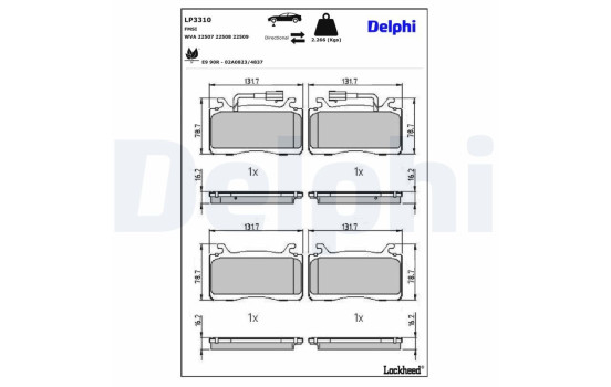 Kit de plaquettes de frein, frein à disque LP3310 Delphi, Image 4