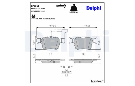 Kit de plaquettes de frein, frein à disque LP3311 Delphi, Image 4