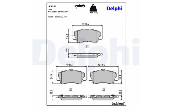 Kit de plaquettes de frein, frein à disque LP3363 Delphi, Image 3
