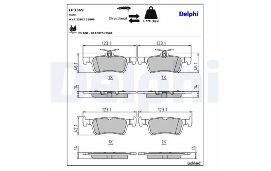 Kit de plaquettes de frein, frein à disque LP3369 Delphi, Image 3