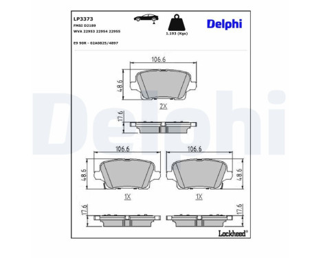 Kit de plaquettes de frein, frein à disque LP3373 Delphi