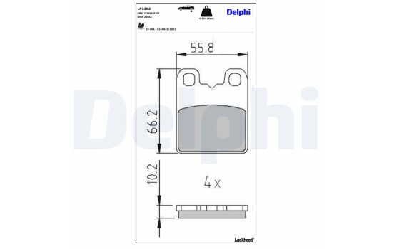 Kit de plaquettes de frein, frein à disque LP3382 Delphi