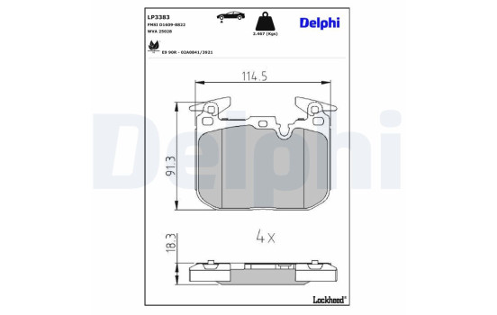 Kit de plaquettes de frein, frein à disque LP3383 Delphi, Image 3