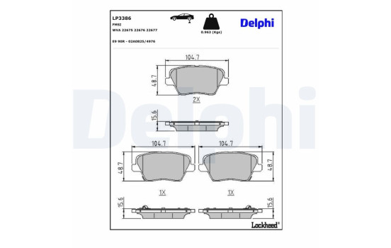 Kit de plaquettes de frein, frein à disque LP3386 Delphi, Image 3