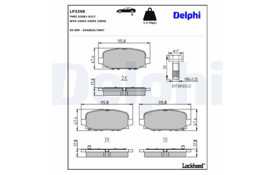 Kit de plaquettes de frein, frein à disque LP3398 Delphi, Image 3