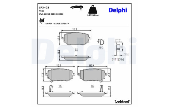 Kit de plaquettes de frein, frein à disque LP3402 Delphi, Image 3