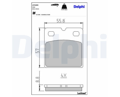 Kit de plaquettes de frein, frein à disque LP3405 Delphi