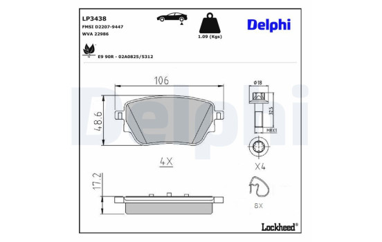 Kit de plaquettes de frein, frein à disque LP3438 Delphi, Image 3