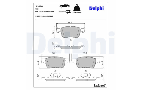 Kit de plaquettes de frein, frein à disque LP3520 Delphi, Image 3