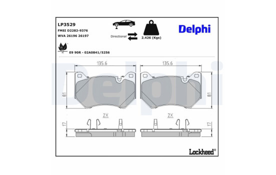 Kit de plaquettes de frein, frein à disque LP3529 Delphi, Image 3