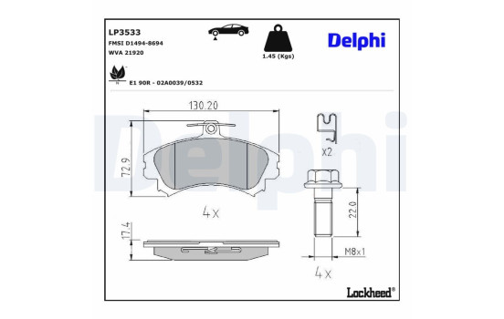 Kit de plaquettes de frein, frein à disque LP3533 Delphi, Image 3