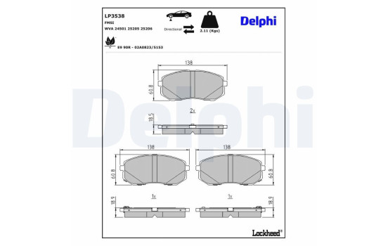 Kit de plaquettes de frein, frein à disque LP3538 Delphi, Image 3