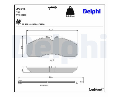Kit de plaquettes de frein, frein à disque LP3541 Delphi