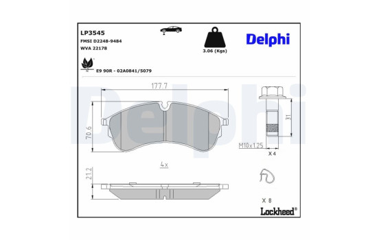 Kit de plaquettes de frein, frein à disque LP3545 Delphi, Image 3