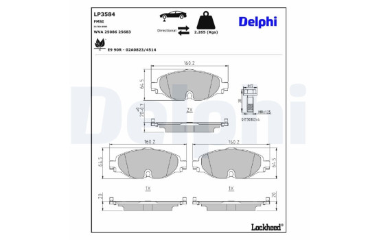 Kit de plaquettes de frein, frein à disque LP3584 Delphi, Image 3