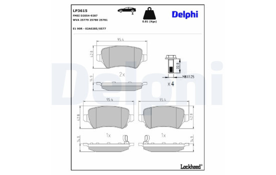 Kit de plaquettes de frein, frein à disque LP3615 Delphi, Image 3