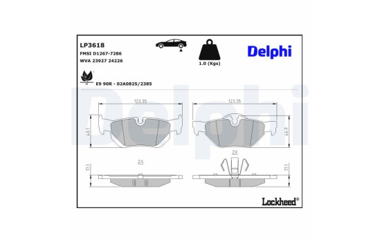 Kit de plaquettes de frein, frein à disque LP3618 Delphi, Image 3