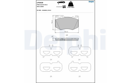Kit de plaquettes de frein, frein à disque LP3620 Delphi, Image 3