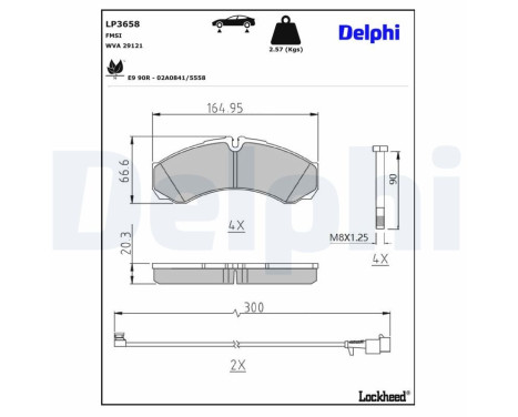 Kit de plaquettes de frein, frein à disque LP3658 Delphi