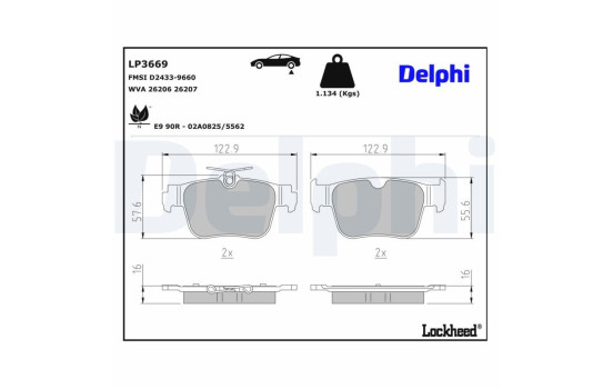 Kit de plaquettes de frein, frein à disque LP3669 Delphi, Image 3