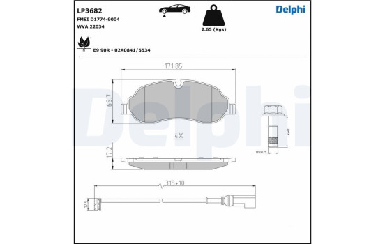 Kit de plaquettes de frein, frein à disque LP3682 Delphi, Image 4