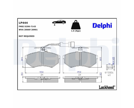 Kit de plaquettes de frein, frein à disque LP444 Delphi