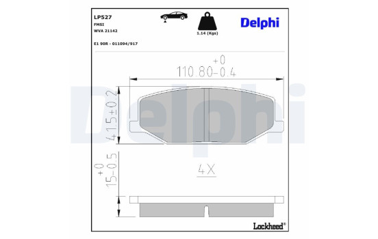 Kit de plaquettes de frein, frein à disque LP527 Delphi, Image 3