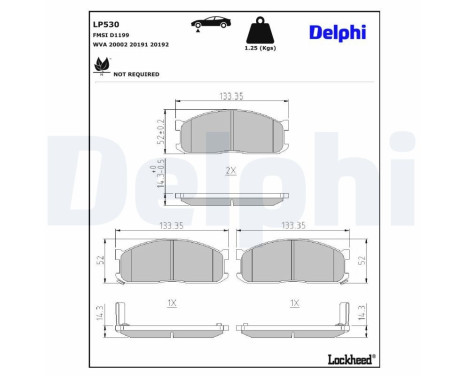 Kit de plaquettes de frein, frein à disque LP530 Delphi