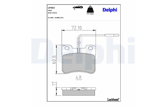 Kit de plaquettes de frein, frein à disque LP563 Delphi