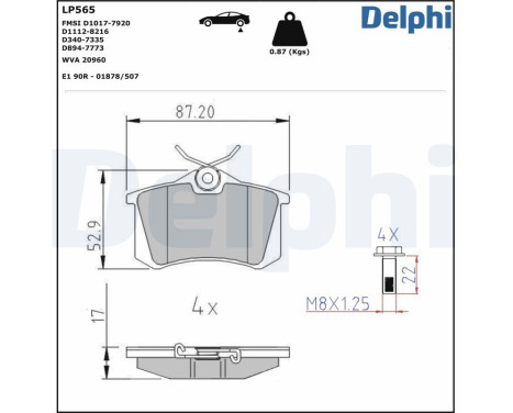 Kit de plaquettes de frein, frein à disque LP565 Delphi, Image 2