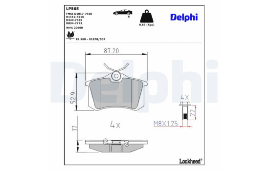 Kit de plaquettes de frein, frein à disque LP565 Delphi, Image 5