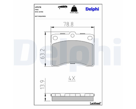 Kit de plaquettes de frein, frein à disque LP578 Delphi