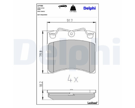 Kit de plaquettes de frein, frein à disque LP785 Delphi