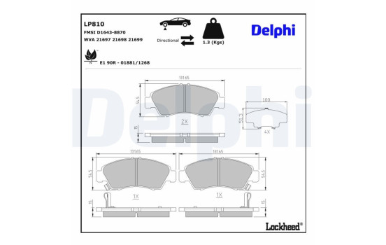 Kit de plaquettes de frein, frein à disque LP810 Delphi, Image 3