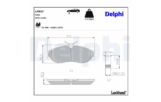Kit de plaquettes de frein, frein à disque LP847 Delphi, Image 3