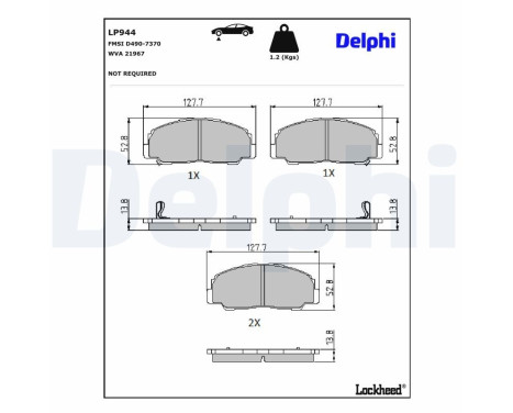 Kit de plaquettes de frein, frein à disque LP944 Delphi