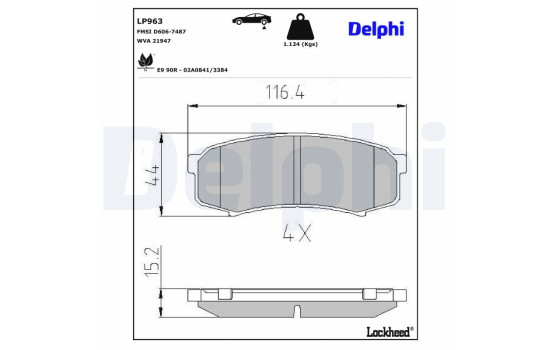Kit de plaquettes de frein, frein à disque LP963 Delphi, Image 3