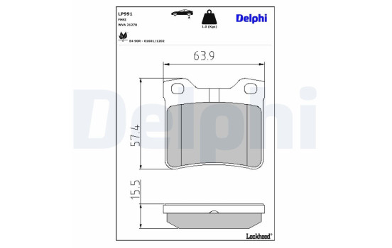 Kit de plaquettes de frein, frein à disque LP991 Delphi, Image 4