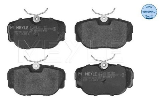 Kit de plaquettes de frein, frein à disque MEYLE-ORIGINAL Quality 025 211 7317