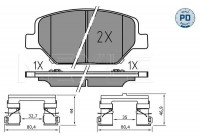 Kit de plaquettes de frein, frein à disque MEYLE-PD: Advanced performance and design. 025 221 3819/PD
