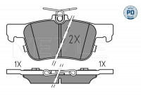 Kit de plaquettes de frein, frein à disque MEYLE-PD: Advanced performance and design. 025 222 3116/PD