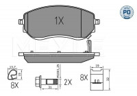 Kit de plaquettes de frein, frein à disque MEYLE-PD: Advanced performance and design. 025 226 6021/PD