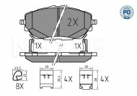 Kit de plaquettes de frein, frein à disque MEYLE-PD: Advanced performance and design. 025 227 8218/PD